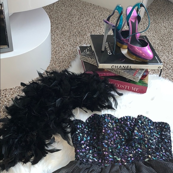 Sequin Multicolored 👗 with Boa - Picture 3 of 5